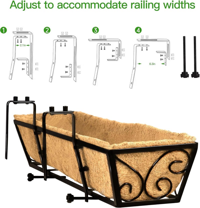 YM 24 Inch Large Window Box Planter with Coco Liner, Outdoor Deck Fence Porch Patio Planter-Butterfly - Image 5